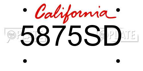 5875SD California License Plate