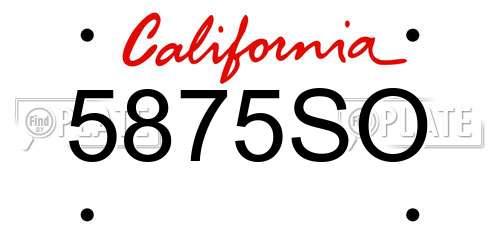 5875SO California License Plate