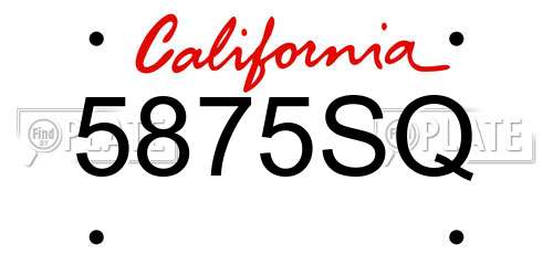 5875SQ California License Plate