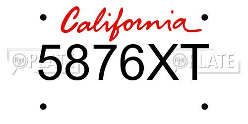 5876XT California License Plate