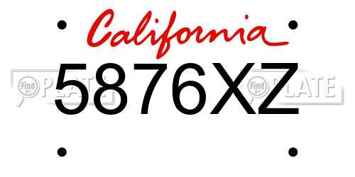 5876XZ California License Plate