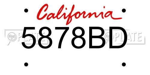 5878BD California License Plate
