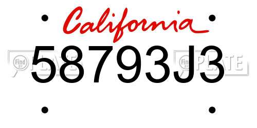 58793J3 California License Plate