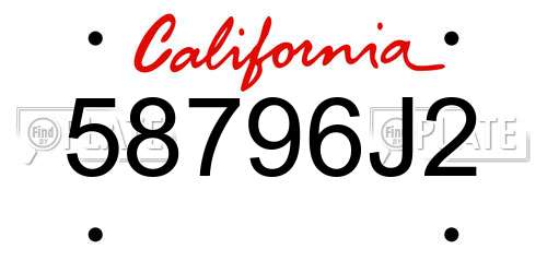 58796J2 California License Plate