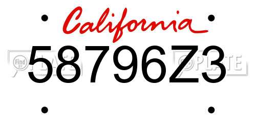 58796Z3 California License Plate