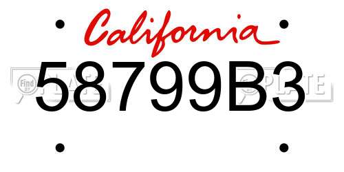 58799B3 California License Plate