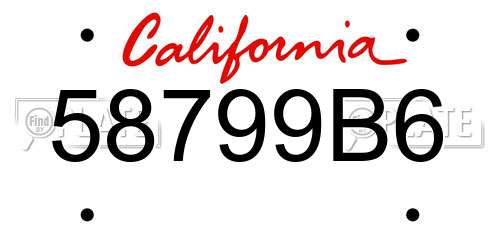 58799B6 California License Plate