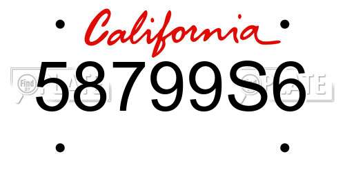 58799S6 California License Plate
