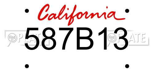 587B13 California License Plate