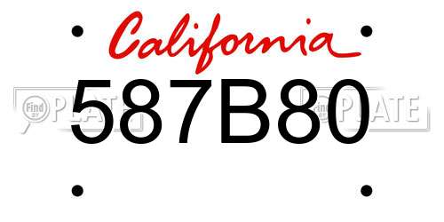 587B80 California License Plate
