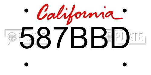 587BBD California License Plate