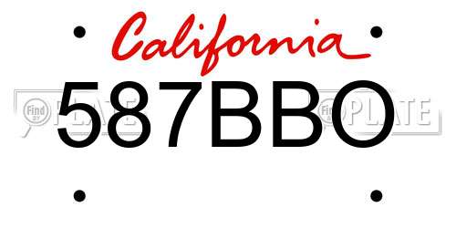 587BBO California License Plate