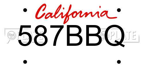 587BBQ California License Plate