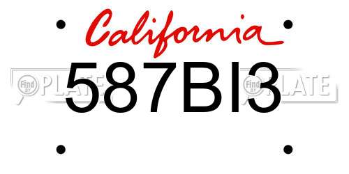 587BI3 California License Plate