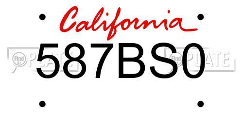 587BS0 California License Plate