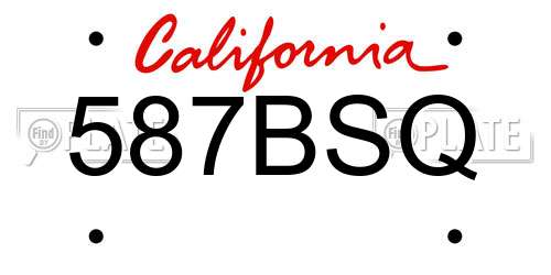 587BSQ California License Plate