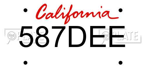 587DEE California License Plate