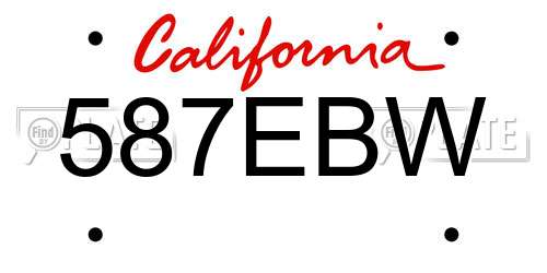 587EBW California License Plate