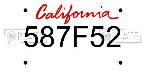 587F52 California License Plate