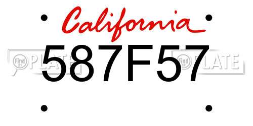 587F57 California License Plate