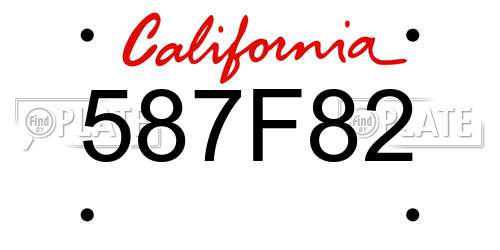 587F82 California License Plate