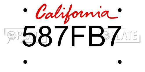 587FB7 California License Plate