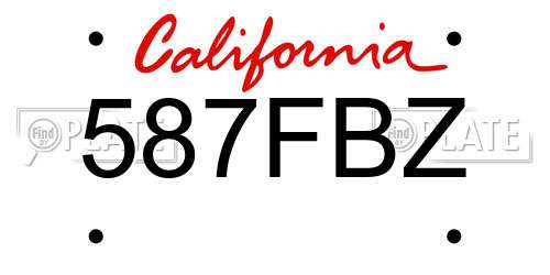 587FBZ California License Plate