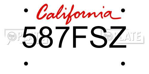 587FSZ California License Plate