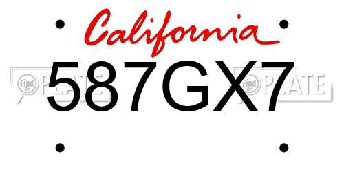 587GX7 California License Plate