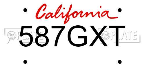 587GXT California License Plate