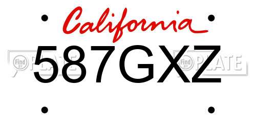 587GXZ California License Plate