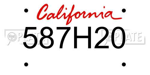 587H20 California License Plate