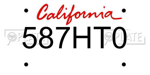587HT0 California License Plate
