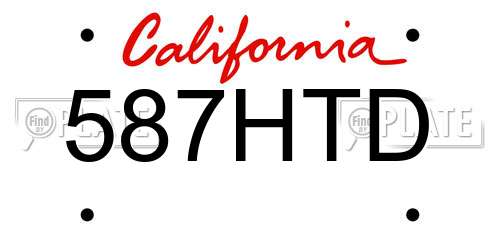 587HTD California License Plate