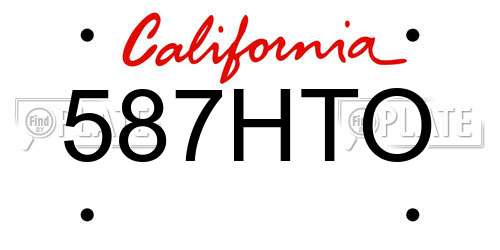 587HTO California License Plate