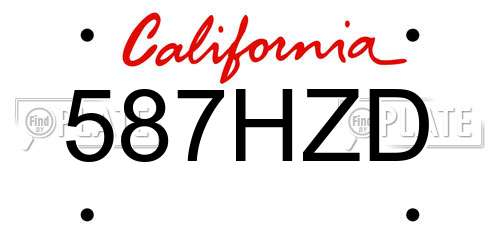 587HZD California License Plate