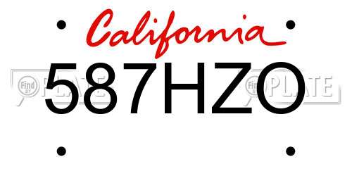 587HZO California License Plate