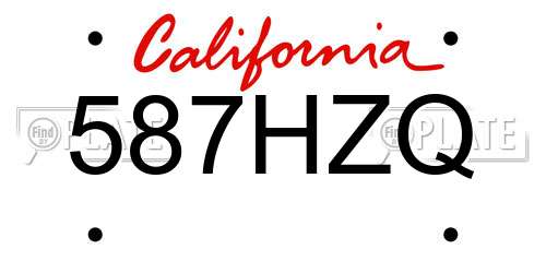 587HZQ California License Plate