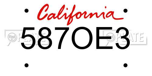 587OE3 California License Plate