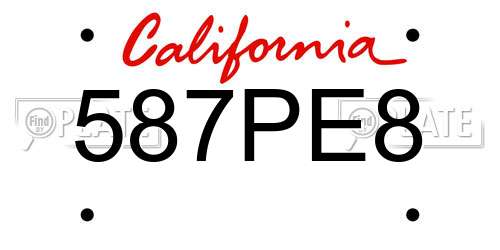 587PE8 California License Plate