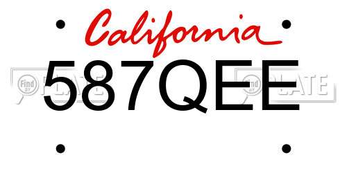 587QEE California License Plate