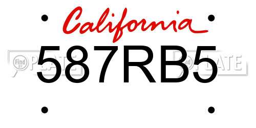 587RB5 California License Plate