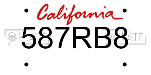 587RB8 California License Plate