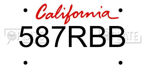 587RBB California License Plate