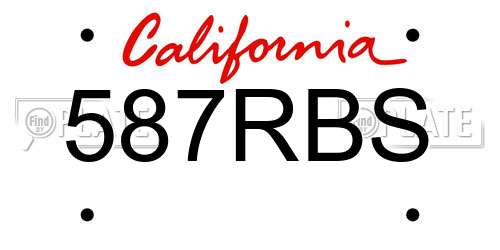 587RBS California License Plate