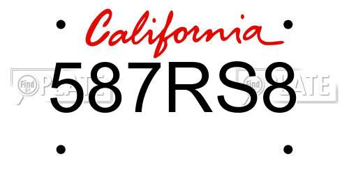 587RS8 California License Plate