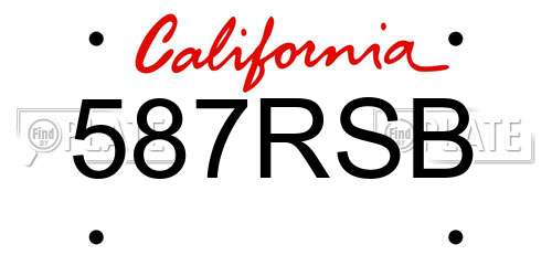 587RSB California License Plate