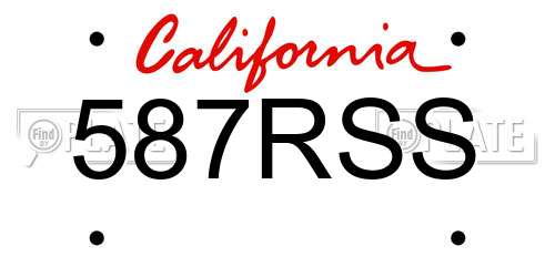 587RSS California License Plate