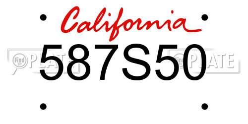 587S50 California License Plate