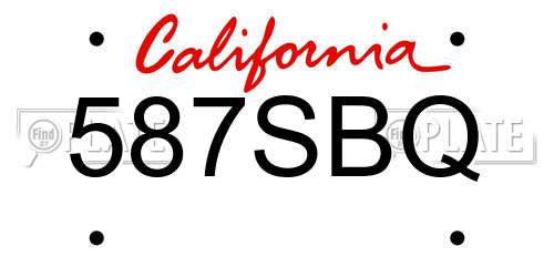 587SBQ California License Plate